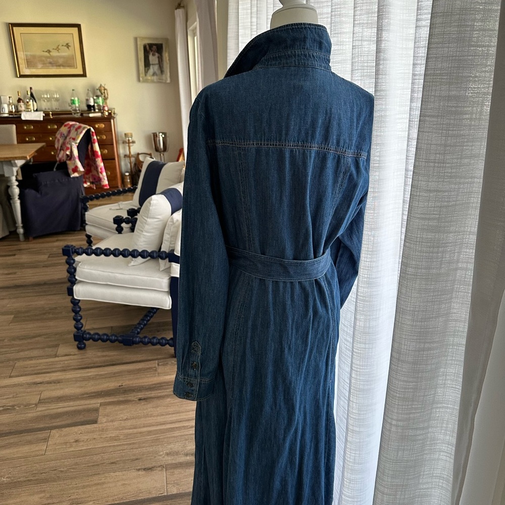 Denim belted maxi dress